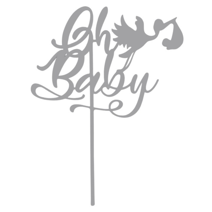 Декорация за торта "OH, BABY!" 18, 1x 14, 3 см сребрист