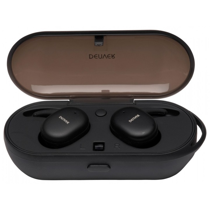 Denver TWE-53 Mk2 vezeték nélküli bluetooth fülhallgató, töltőtokkal és kihangosító funkcióval, barna