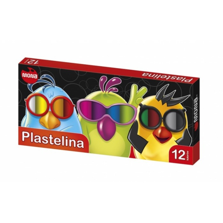 Plastilina, MONA, set 12 culori, multicolor