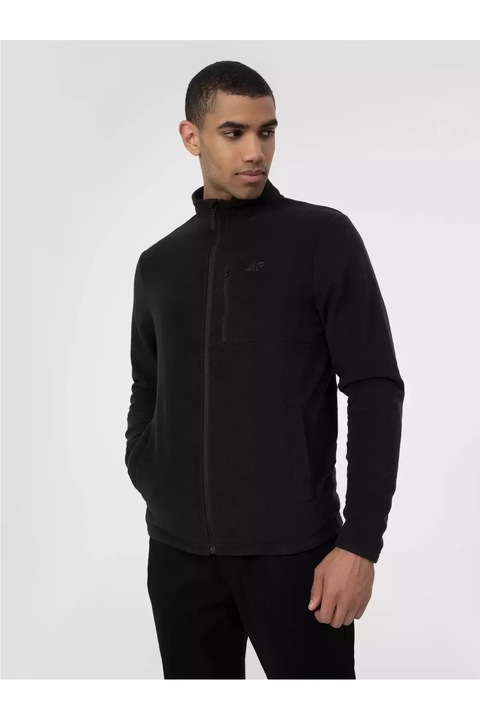 4F Férfi cipzáras pulóver Yawakku fekete, Fekete, M