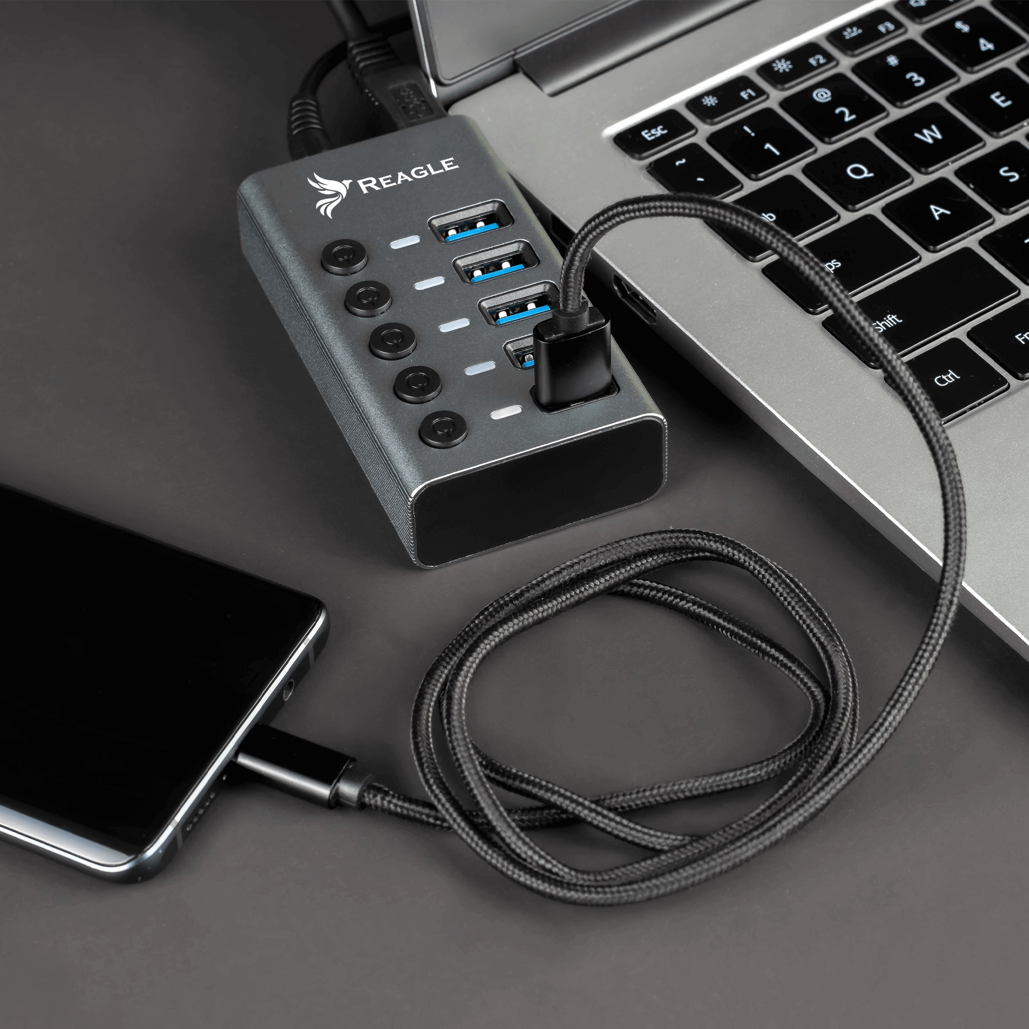 HUB Adaptor 5 in 1 USB 3.1 Adaptor Multiport PRO 36W 5 Gb/s incarcator ...
