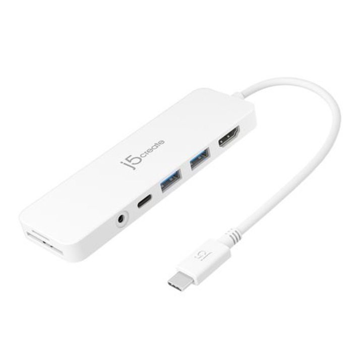 Többportos hub j5create JCD373, 6 port, USB, HDMI, SD, 3,5 mm-es jack PD-vel