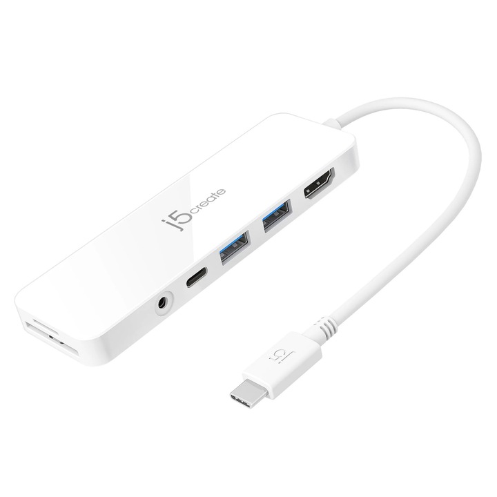 6-портов хъб j5create Multi-Port JCD373, USB, HDMI, SD, 3.5 mm jack с PD