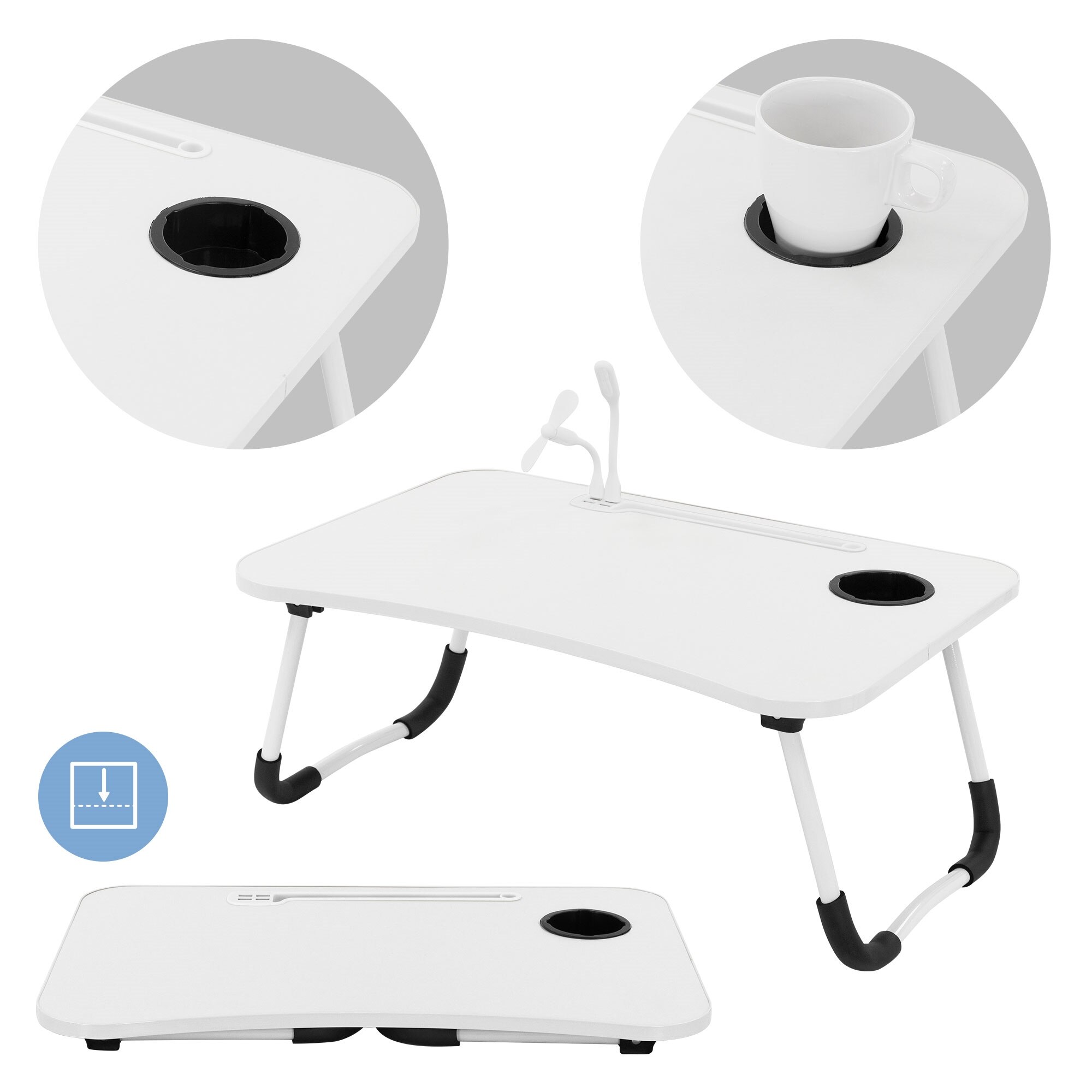 Notebook Ml Design Masa pentru laptop ML-Design, alba, 60 x 40 x 25 cm, cu 4 porturi USB ...