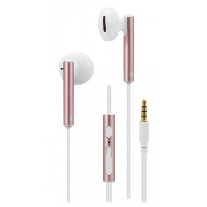 2GO Delux In-Ear Stereo Headset White/Rose Gold, 207440, Mikrofon/Fülhallgató