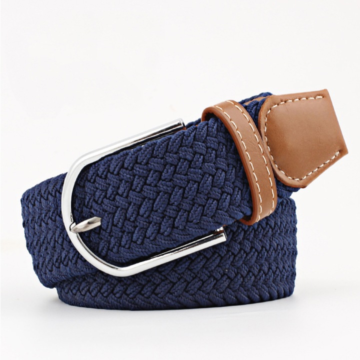 Fonott öv, KOTYS, rugalmas, unisex, változó hossza 105 - 125 x 3,5 cm, kék szín
