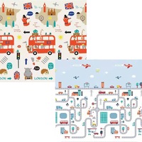 Covor de joaca FiGGA® pentru copii 200 x 180 cm, Spuma protectie, Termoizolant, Pliabil, 2 fete, Covoras bebe interactiv si educativ pentru activitati de joaca a bebelusului, Print 08
