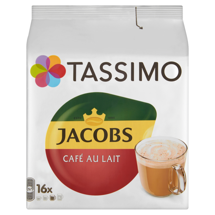 Capsule cafea, Jacobs Tassimo Caffe Au Lait, 16 bauturi x 150 ml, 16 capsule