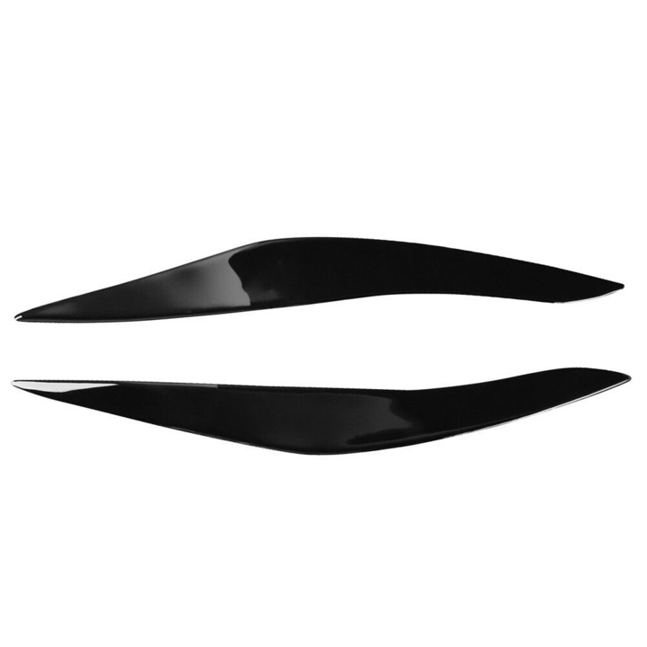 Set 2 Pleoape Faruri Ornamente compatibile BMW Seria 5 F10 F11 model Non-facelift 2010 - 2014, Negru Lucios