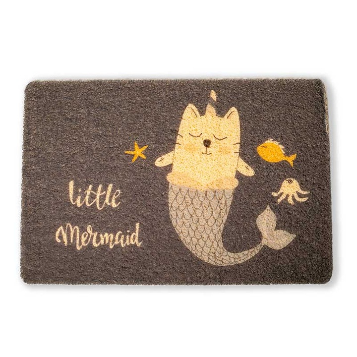 Covoras cu Pisica Little Mermaid,, Sarsaila, pentru intrare, 60x40 cm