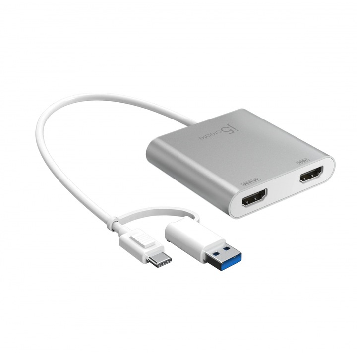 Adapter j5create JCA365, 2 monitorhoz USB-C - 2 x HDMI