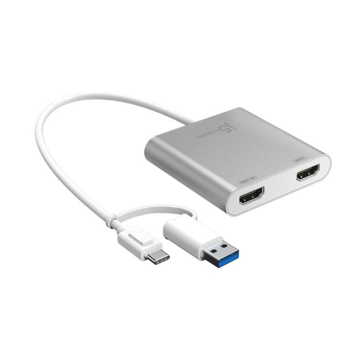 Адаптер j5create JCA365, за 2 монитора USB-C - 2 x HDMI