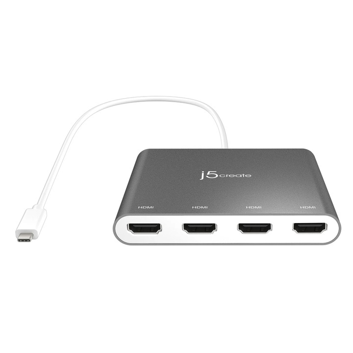 Adaptor j5create JCA366, pentru 4 monitoare, USB-C - 4 x HDMI