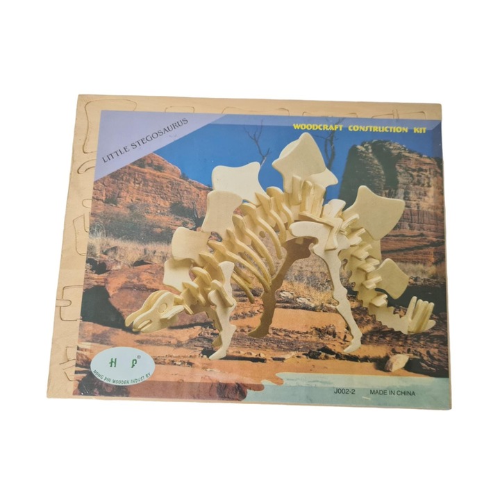Dinoszaurusz csontváz 3D puzzle, fa, 43 darab, 21,5 cm x 17,5 cm