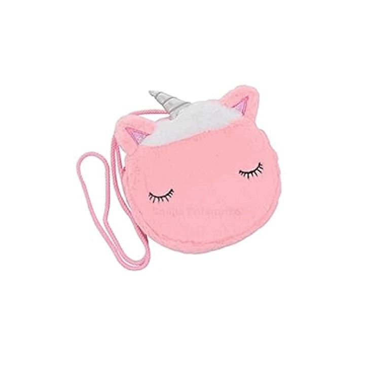 Geanta de umar cu unicorn pentru fetita, 17x17x3.5 cm, Plush, Roz inchis