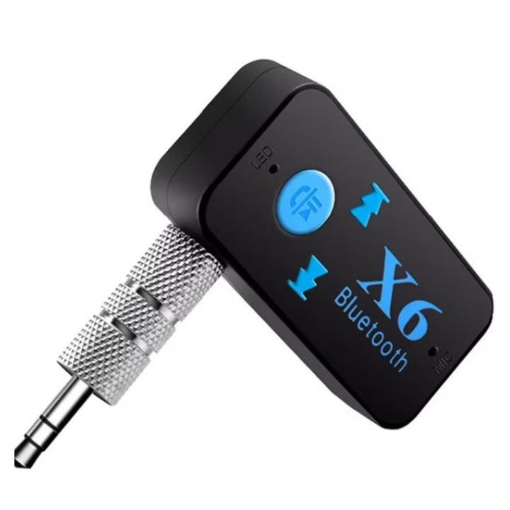 Receptor car kit auto X6 stereo Bluetooth 3.5mm aux, negru