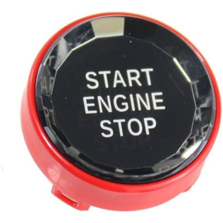 Crystal Start Stop Cover бутон Съвместим с BMW E90 E91 E60 E70 E71 E82 E84 E87 E92 E93 E61, червен