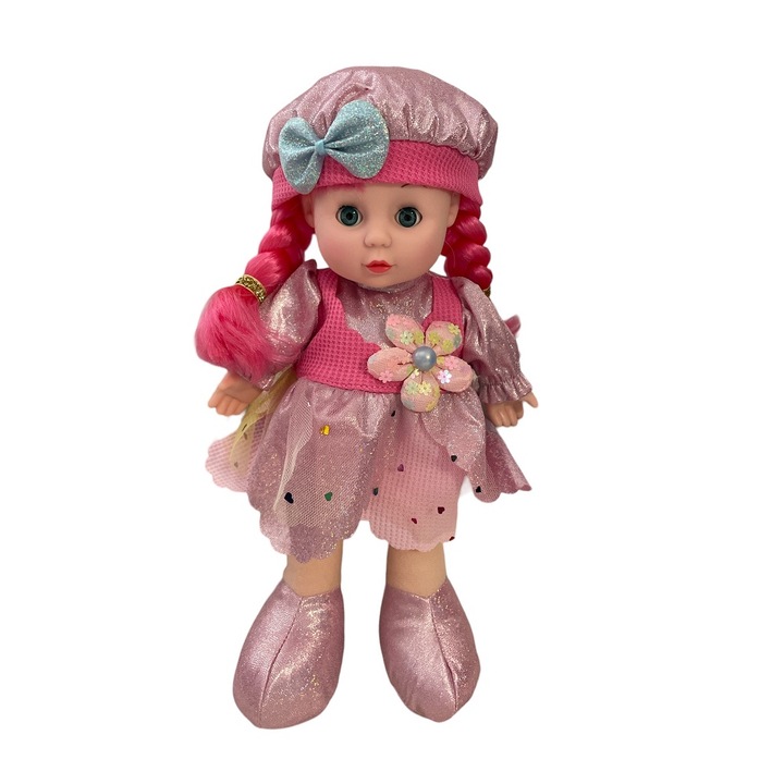 Papusa cu sunete si corp textil, 30 cm