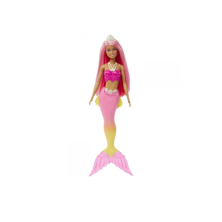 Barbie dreamtopia baba, sellő rózsaszín hajjal és rózsaszín farokkal