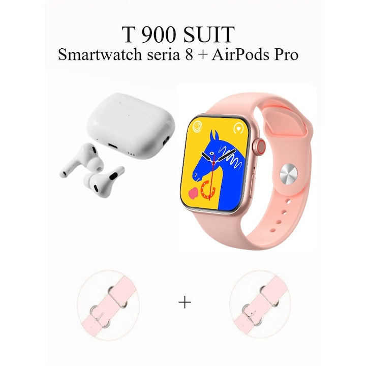 Valdus T900 SUIT okosóra, HiWatch plus App, BT hívás, hangasszisztens, sportmódok, IP68, pulzusfigyelés, vérnyomás, véroxigén, alvás, lépésszámláló, időzítő, hívásértesítések, sms, rózsaszín