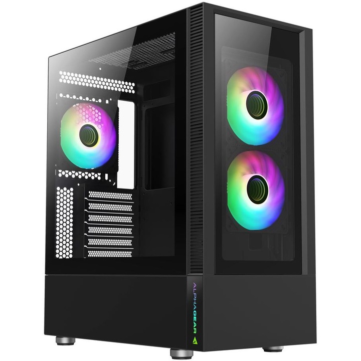Carcasa PC Antec AX20, Midi-Tower, USB 2.0, USB 3.2, negru