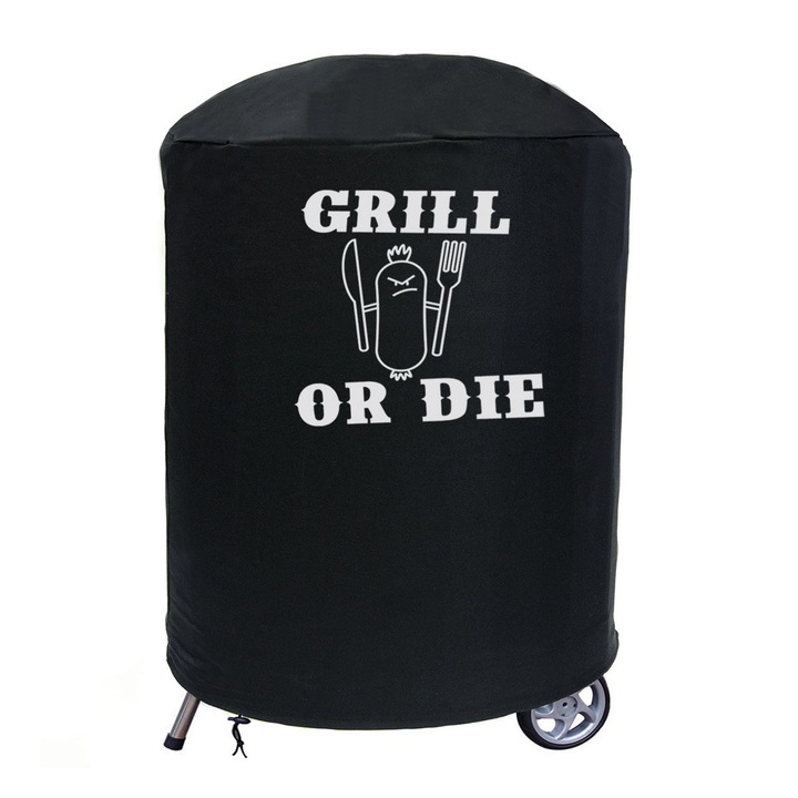 Kerek grillburkolat, Delux, Codura, Vízálló, 59-69 cm x 90 cm, Fekete