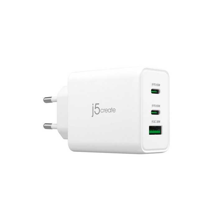 Incarcator retea j5create JUP3365E 65W, 3 порта, USB-C, USB-A