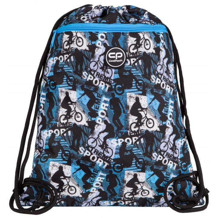 Sporttáska, Coolpack, Motoros modell, 32 x 42 x 0,5 cm, fekete/fehér/kék