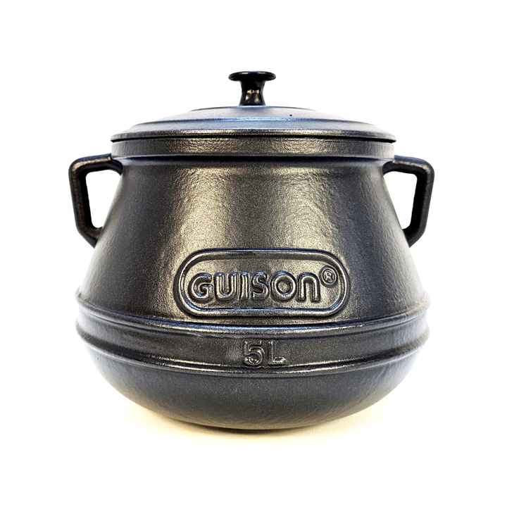 Oala din fonta turnata emailata cu capac, 5 litri, gatit profesional, Guison, GRC91505