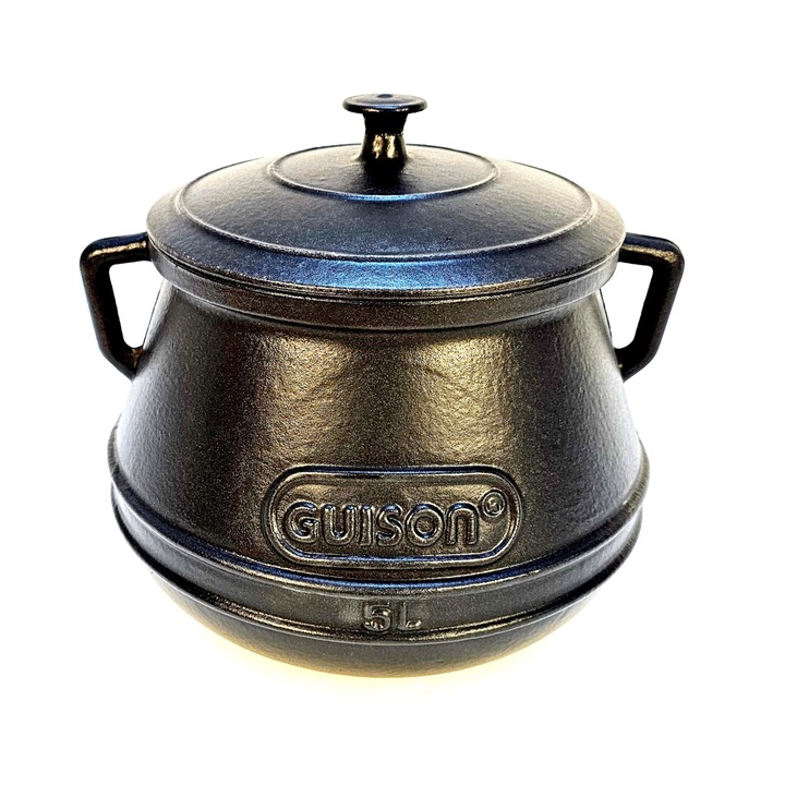 Oala din fonta, turnata, emailata cu capac, 10 litri, gatit profesional, Guison, GRC91510