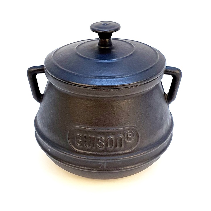 Oala din fonta, turnata, emailata cu capac, 2 litri, gatit profesional, Guison, GRC91502