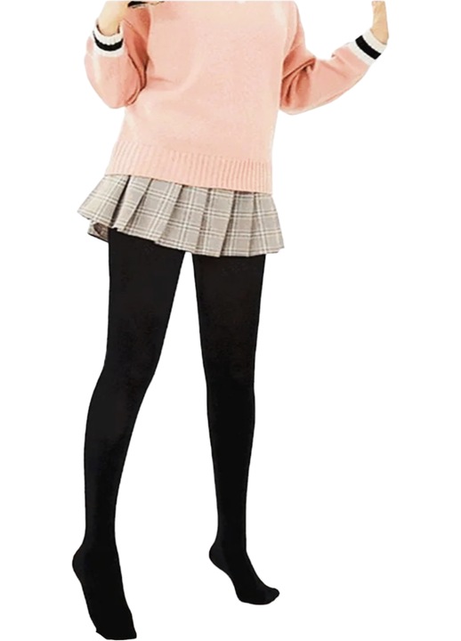 Dres dama gros imblanit pentru iarna, 6800 DEN, StarFashion, din lana, Negru