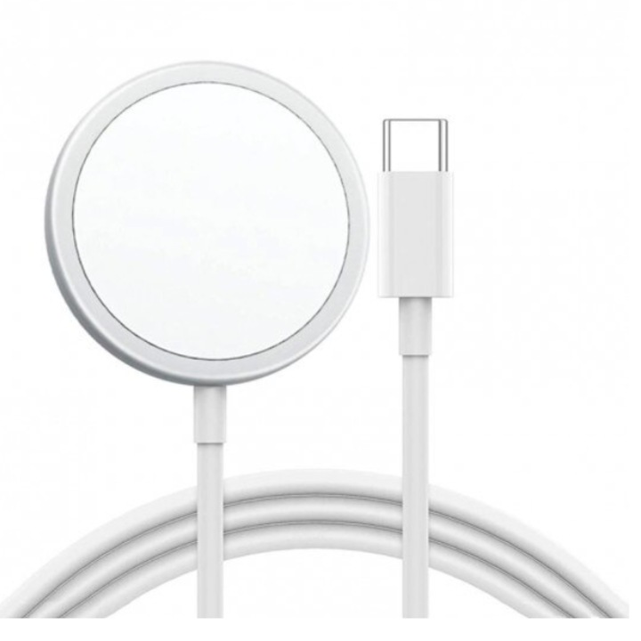 Безжично Apple зарядно за iPhone, AirPods и Apple Watch, 15 W с MagSafe, USB-C кабел, бяло