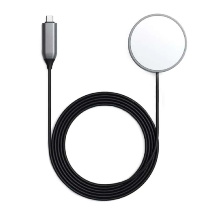 Apple vezeték nélküli mágneses töltő iPhone 11/12/13-hoz, töltési teljesítmény 7,5-15 W, 1,5 m kábel, Space Grey