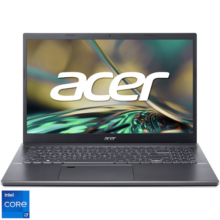 Laptop Acer Aspire 5 A515-57-75E0 cu procesor Intel® Core™ i7-12650H pana la 4.7GHz, 15,6", Full HD, IPS, 16GB DDR4, 1TB SSD, Intel® UHD Graphics, No OS, Steel Gray