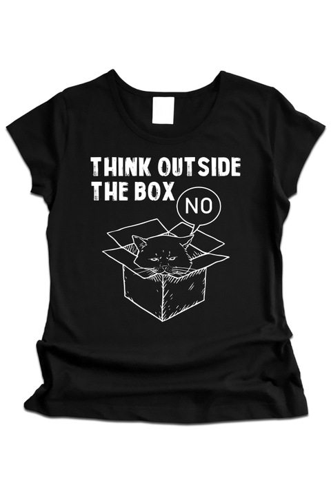 Дамска тениска, K-off, Cat Think Outside The Box, черна, XL