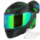 Casca, Cassida Integral GT 2.1 FLASH, S (55-56 cm), negru mat/verde fluorescent, + sticla verde "fibra de sticla"