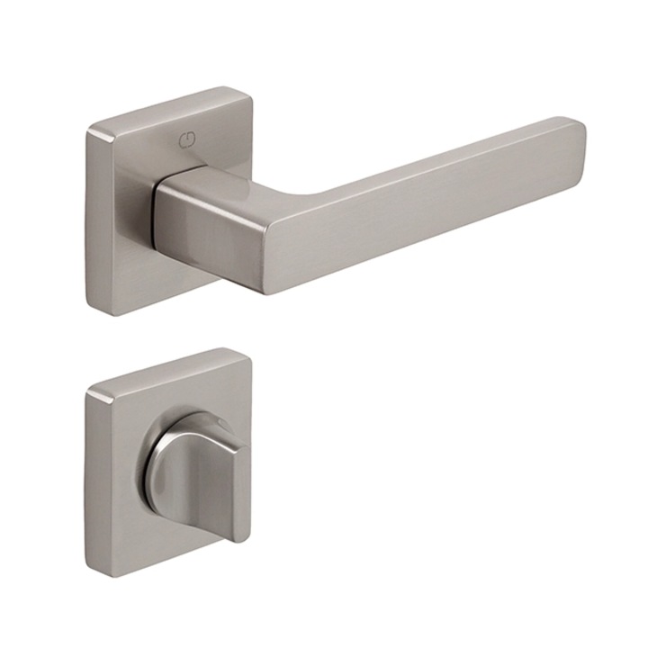 Set maner usa baie Leta, cu rozeta patrata, finisaj nichel satin CB