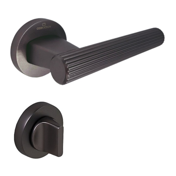 Set maner usa baie Fugi Straight, cu rozeta rotunda, finisaj negru gun metal CB