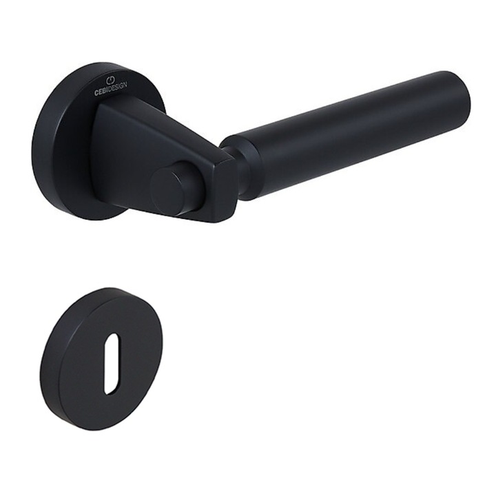 Set maner usa camera Hana Smooth, cu rozeta rotunda, finisaj negru mat CB