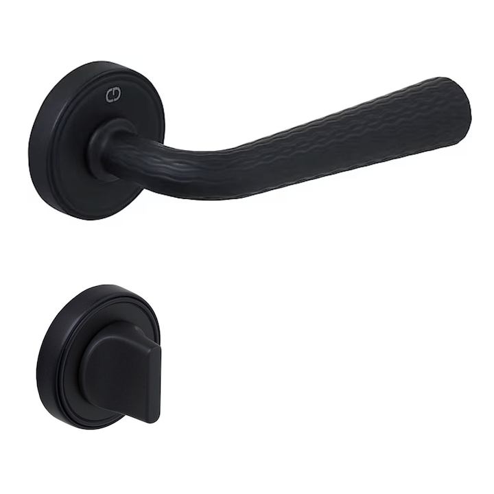 Set maner usa baie Lina, cu rozeta rotunda, finisaj negru mat CB