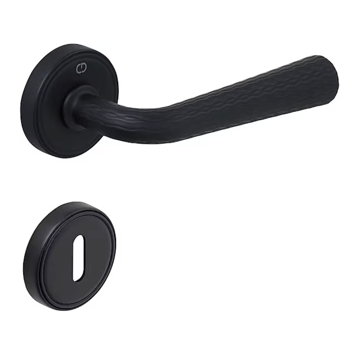 Set maner usa camera Lina, cu rozeta rotunda, finisaj negru mat CB