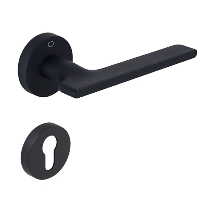 Set maner usa cu cilindru Mira, cu rozeta rotunda, finisaj negru mat CB