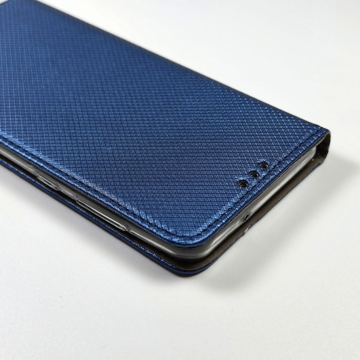 Калъф и протектор 2.5D Glass Flip Cover Комплект, съвместим с Honor 50 / Huawei Nova 9, Дизайн на текстура, Защитено стъкло, Optim Protect с магнитно затваряне, Smart Soft Close, Тип тефтер, Син
