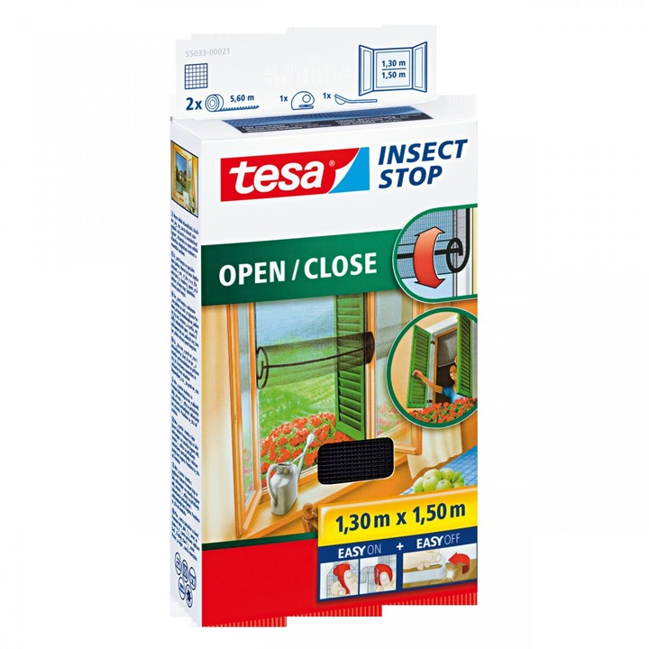 Plasa de tantari pentru fereastra rulanta, Tesa, 1.3:1.5m, Negru
