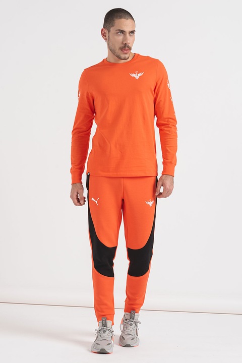 Puma, Блуза Not From Here с фигурална шарка, Бял/Мандарина