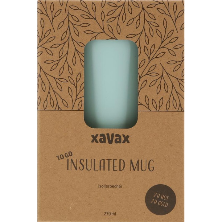 Термо чаша Xavax To Go, С двойна изолация, С отвор за пиене, 270 мл, Пастелно синьо