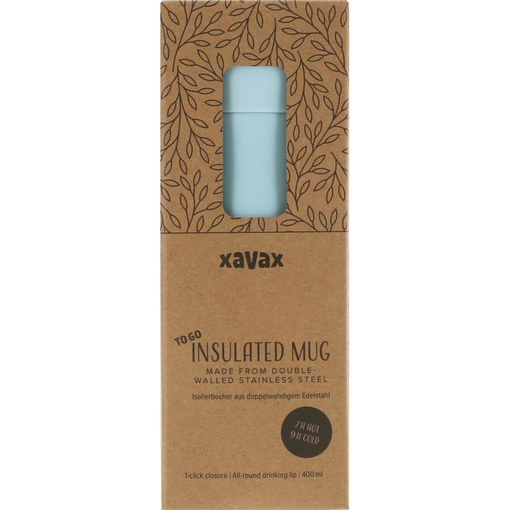 Cana termica Xavax To Go izolata cu orificiu pentru baut, 400 ml, albastru pastelat