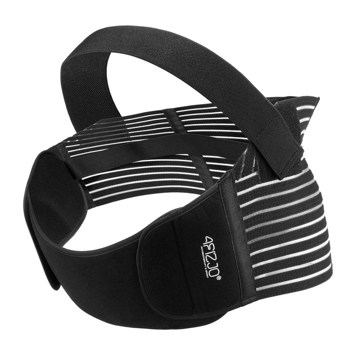 Centura gravide, 4FIZJO, stabilizarea coloanei lombare si a coloanei sacrale inferioare, cu functie de sustinere a abdomenului in perioada prenatala, flexibil, material respirabil, poliester/bumbac/spandex, dimensiune M, Negru