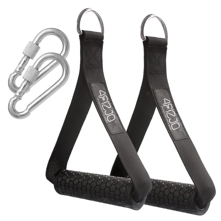 Gumi emelőfogantyú, 4FIZJO, csúszásmentes fogantyú, tökéletesen illeszkedik a kézbe, nagyon könnyű, 2 db, Nylon, Fekete